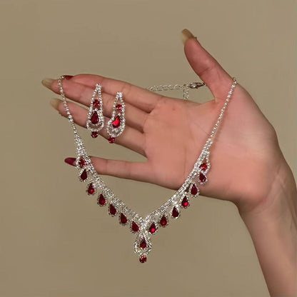 Crystal Bridal Wedding Dress Formal Dinner Jewelry Set