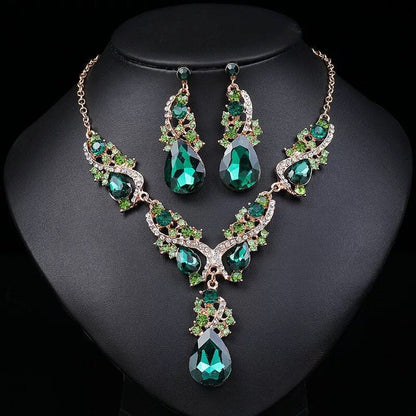 Crystal Bridal Wedding Dress Formal Dinner Jewelry Set