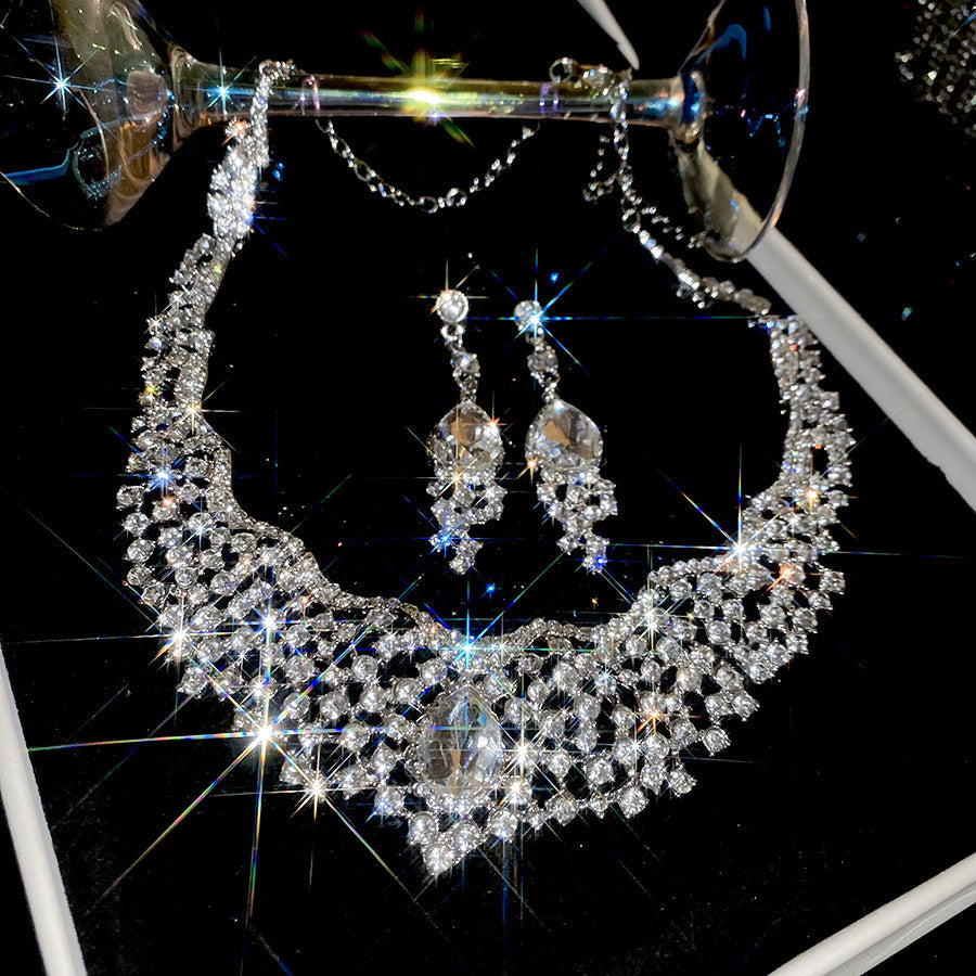 Crystal Bridal Wedding Dress Formal Dinner Jewelry Set