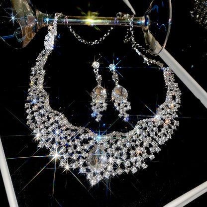 Crystal Bridal Wedding Dress Formal Dinner Jewelry Set