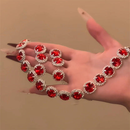 Crystal Bridal Wedding Dress Formal Dinner Jewelry Set
