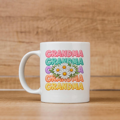 Grandma Gift Mug - Colorful Daisy Floral Coffee Cup for Nana | Mother's Day Gift