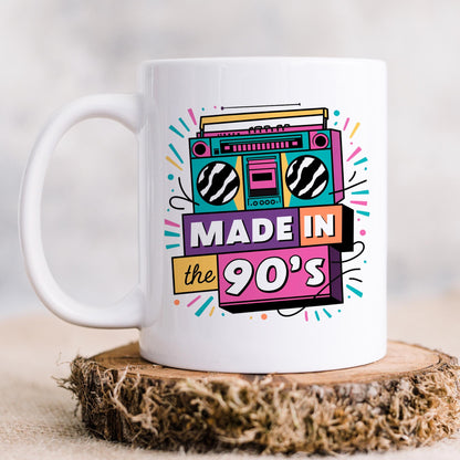 90s Nostalgia Mug – Retro Coffee Cup | Vintage Ceramic Hot Beverage Cup, Dishwasher Safe