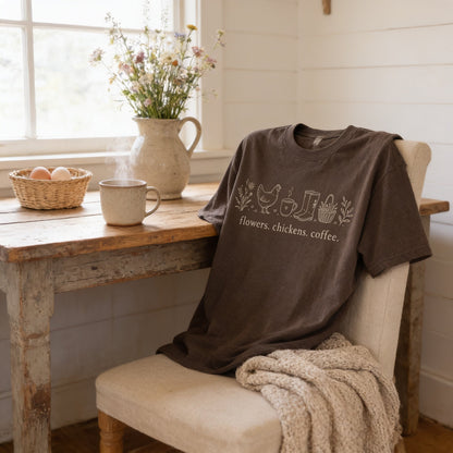 Chicken Mom Shirt - Comfort Colors Tee | Country Living Shirt With Cozy Coffee Vibe