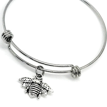 Bee Charm Bracelet, Bee Jewelry, Bee Lover Gift, Stacking Charm Bracelet, Expanding Charm Bracelet, Motivating Gift For Her