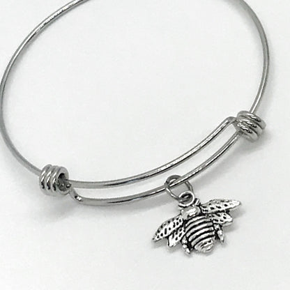 Bee Charm Bracelet, Bee Jewelry, Bee Lover Gift, Stacking Charm Bracelet, Expanding Charm Bracelet, Motivating Gift For Her