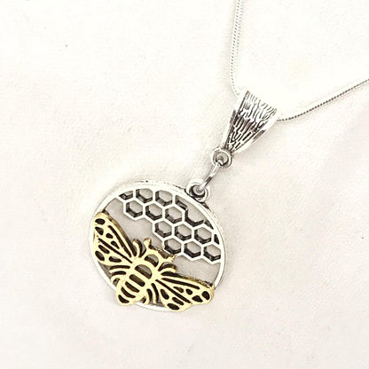 Bee & Honeycomb Pendant Necklace