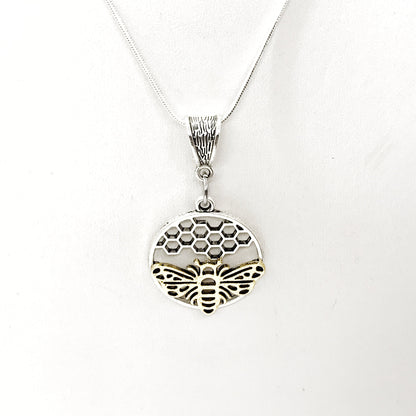 Bee & Honeycomb Pendant Necklace