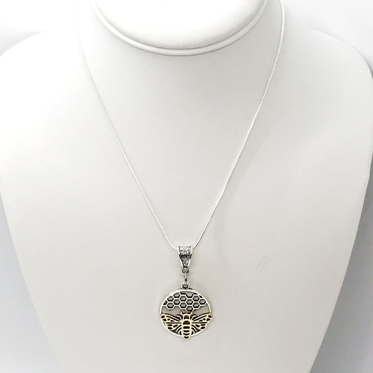 Bee & Honeycomb Pendant Necklace