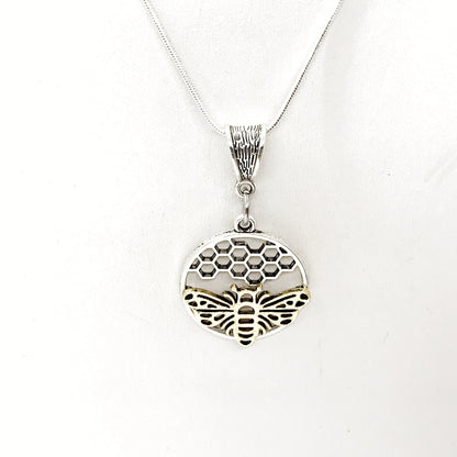 Bee & Honeycomb Pendant Necklace