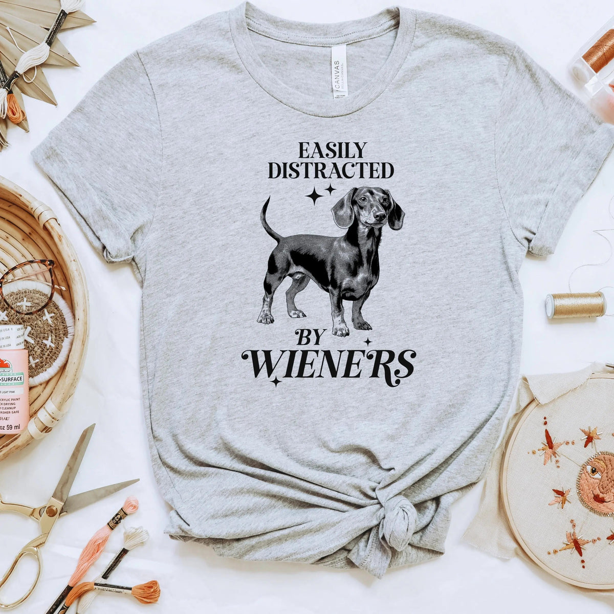 Dachshund T-shirt "Easily Distracted by Wieners" Bella + Canvas Unisex Dog Tee Doxie Lover Gift