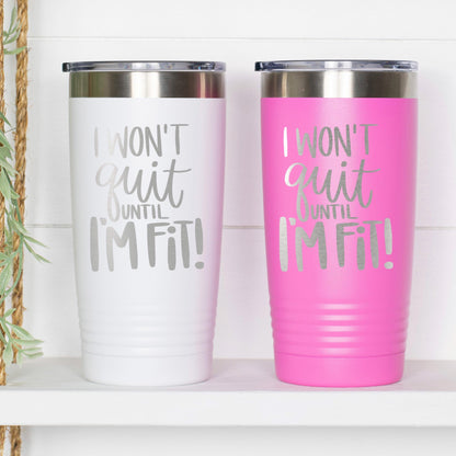 Workout Fitness Tumbler 20 oz engraved stainless steel insulated black tumbler with motivational quote for gym, sports, and active lifestyle