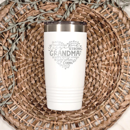 Grandma Tumbler 20 oz Stainless Steel Insulated Gift for Grandma Mother’s Day Birthday Christmas Pink or White Mom Gift