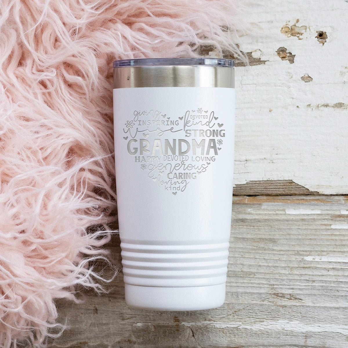 Grandma Tumbler 20 oz Stainless Steel Insulated Gift for Grandma Mother’s Day Birthday Christmas Pink or White Mom Gift