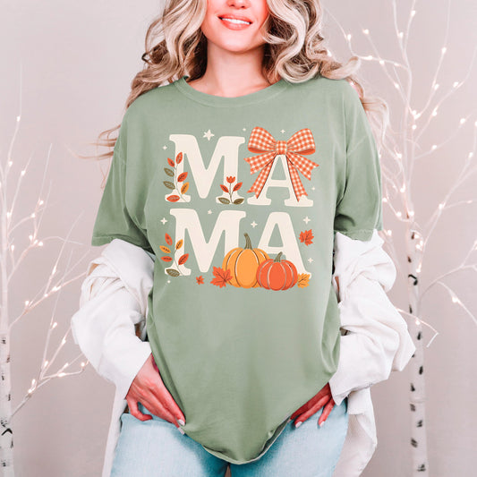 Comfort Colors T-shirt Fall Pumpkin Coquette Bow Mama