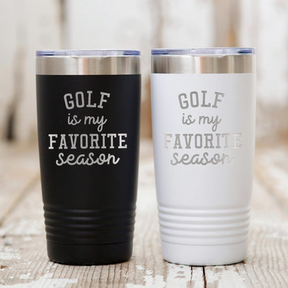 Golf Tumbler 20 oz Travel Mug for Golf Enthusiasts, "Golf is My Favorite Season" Gift, Vibrant Colors, Golf Accessories