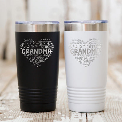 Grandma Tumbler 20 oz Stainless Steel Insulated Gift for Grandma Mother’s Day Birthday Christmas Pink or White Mom Gift