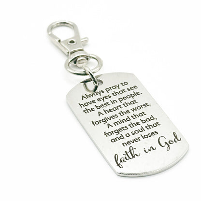 I Believe In God Clip On Charm Faith Inspirational Stainless Steel Engraved Charm Christian Gift Encouragement Accessory