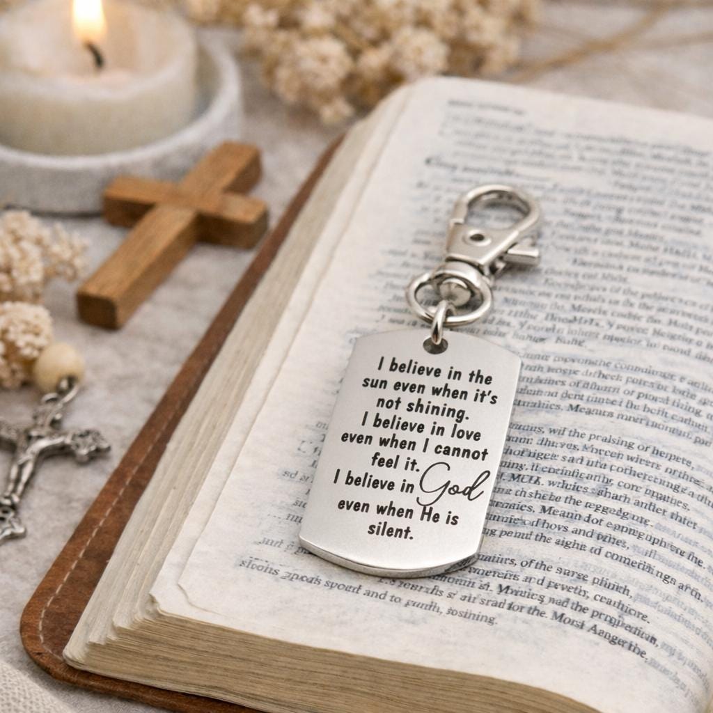 I Believe In God Clip On Charm Faith Inspirational Stainless Steel Engraved Charm Christian Gift Encouragement Accessory