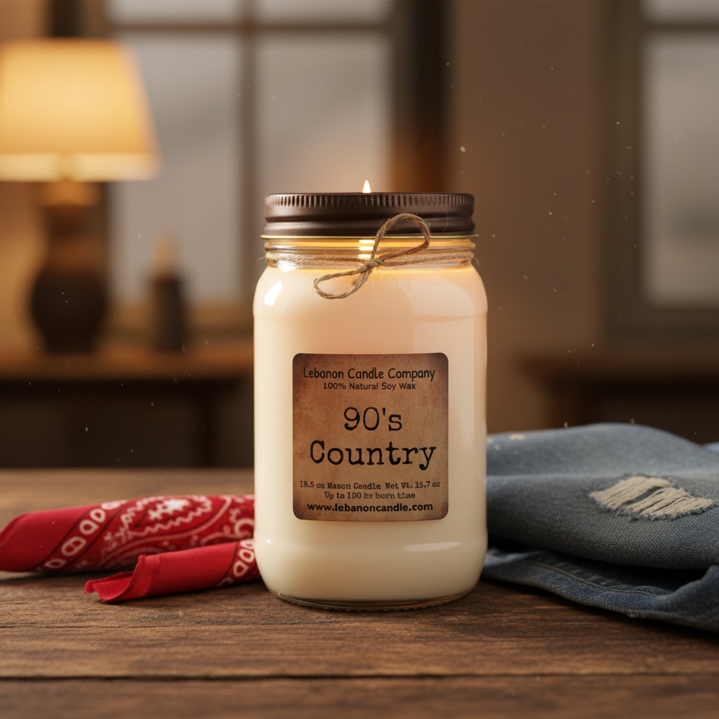 90's Country Candle warm cozy lifestyle setting