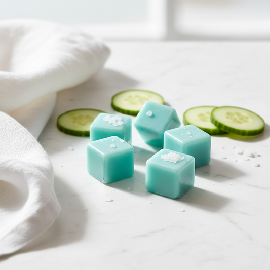 Cucumber & Sea Salt Wax Melt fresh spa lifestyle setting