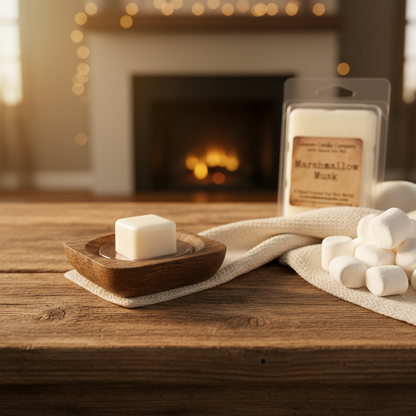 Marshmallow Musk Wax Melt warm cozy lifestyle setting