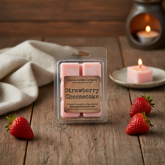 Strawberry Cheesecake Wax Melt warm cozy lifestyle setting
