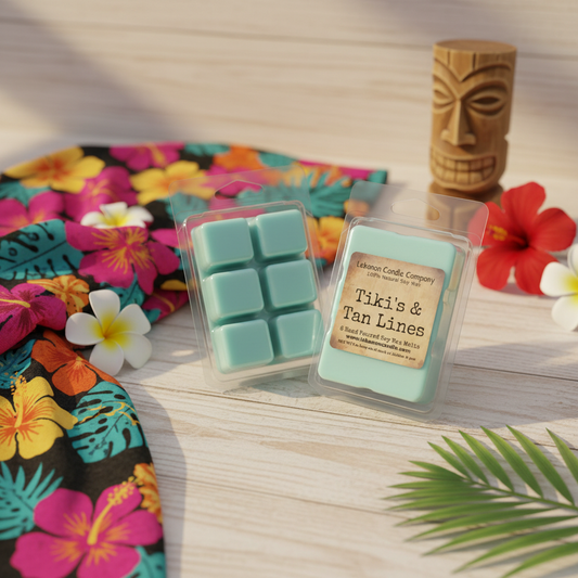 Tiki's & Tan Lines Wax Melt fun summery lifestyle setting