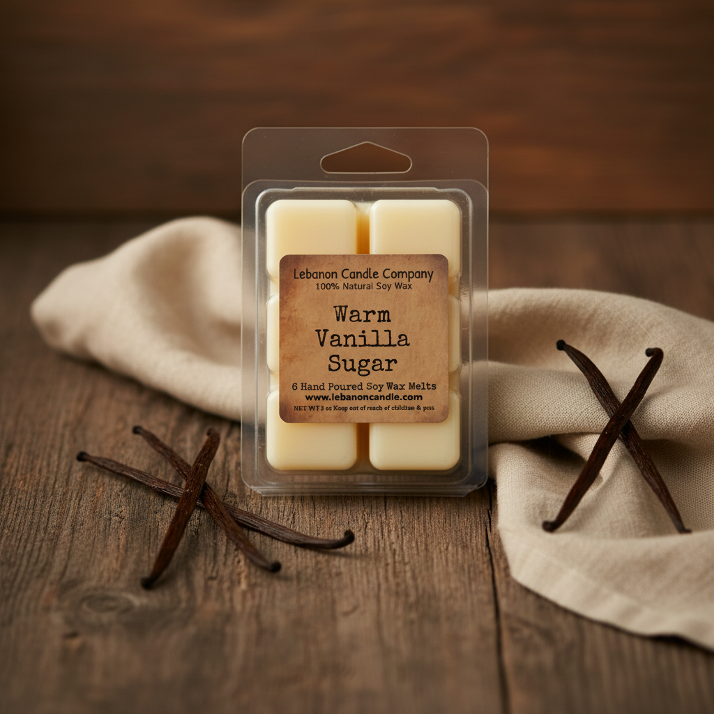 Warm Vanilla Sugar Wax Melt warm cozy lifestyle setting