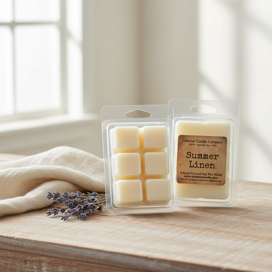 Summer Linen Wax Melt fresh airy lifestyle setting